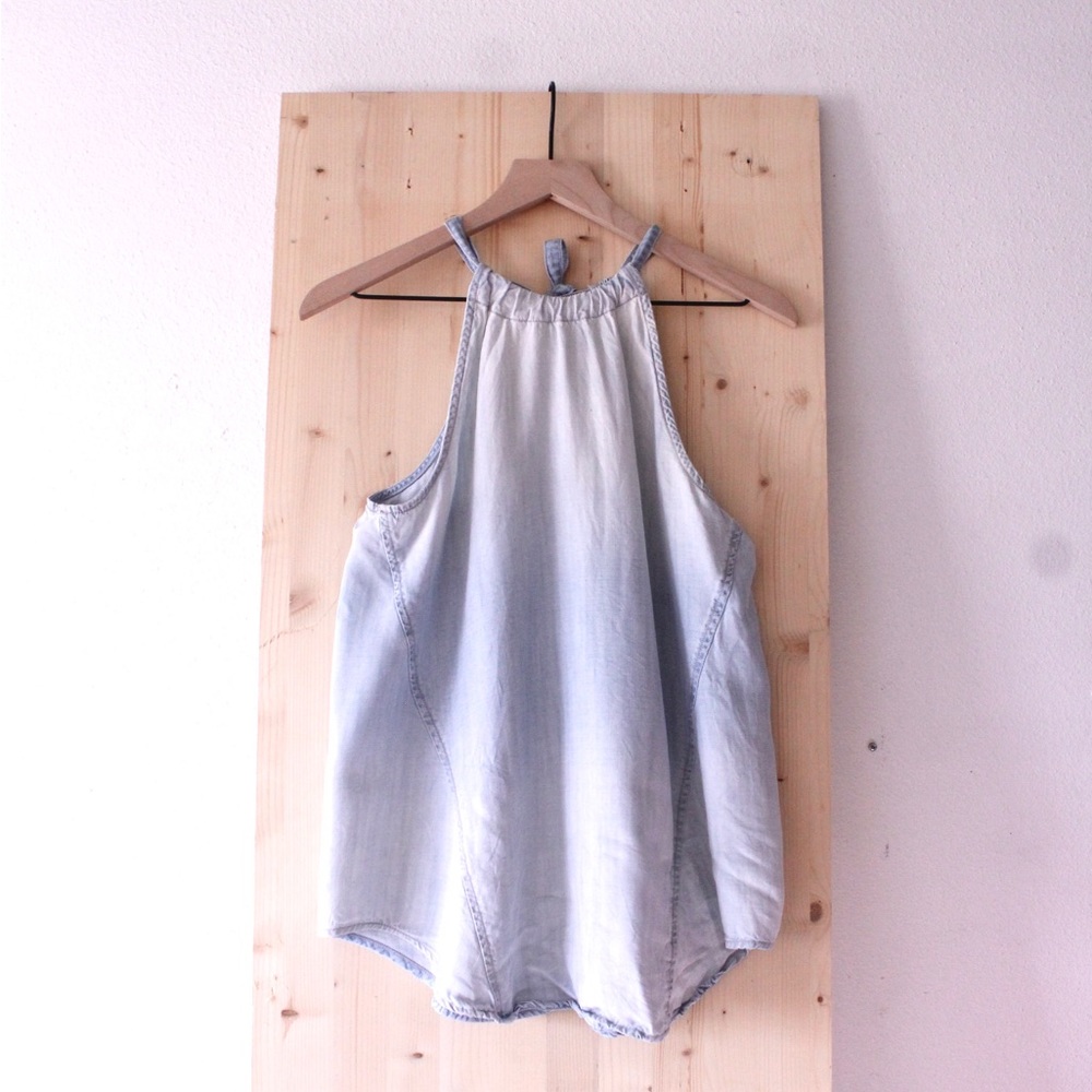 Anthropologie Cloth & Stone Back Tie Chambray Blouse